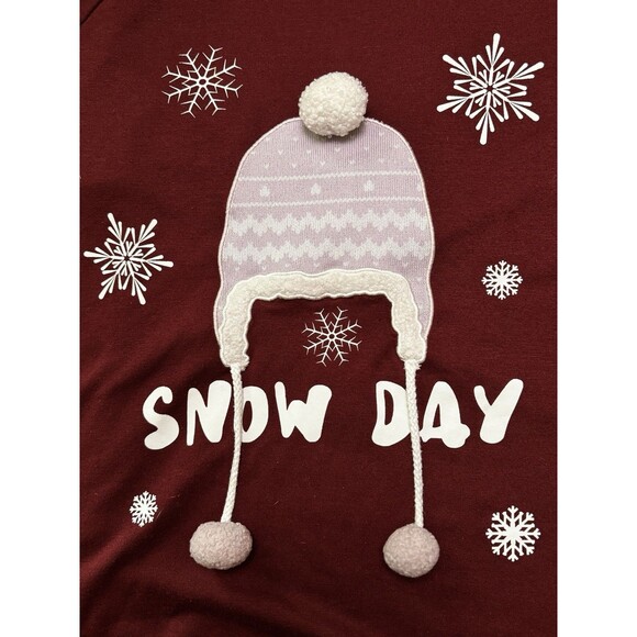 Rocking Around Women’s Snow Day Christmas Sweater Winter Knitted Red Maroon Sz M - Picture 5 of 10